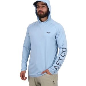 AFTCO Blue Hooded Fishing Shirt Size Medium Men’s